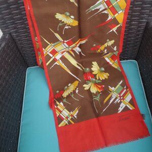 Vintage Retro Scarf From the 60s With Sun Flowers By Vincent Signed Italy
